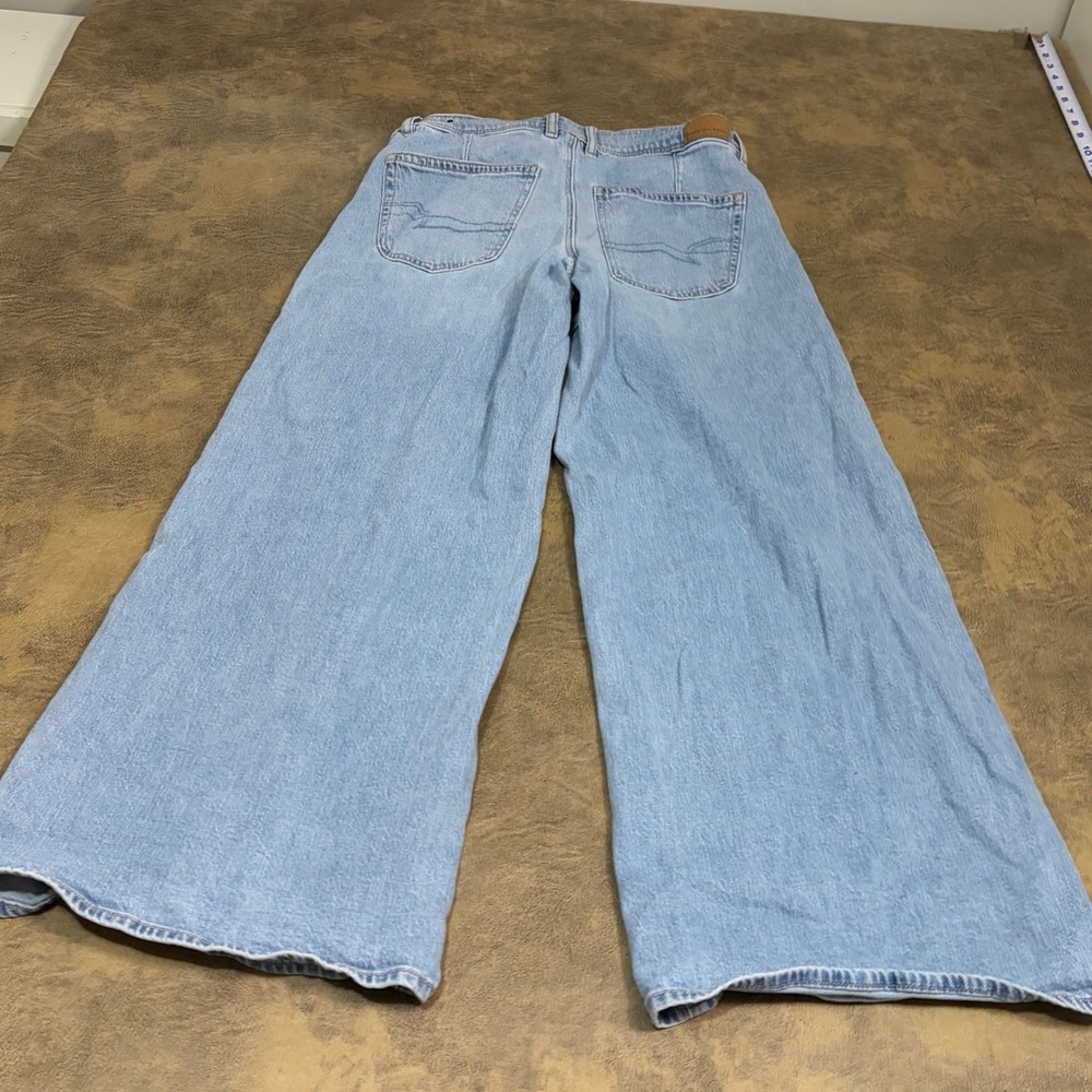 American Eagle Jeans Womens 6 Light Blue Wide Leg High Rise Stretch Mariner